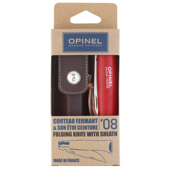 Cutit briceag Opinel No. 8 Inox Rosu si teaca Opinel Alpine ( 001890 )